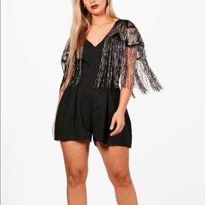 Boohoo Jess Plus Sequin Tassle Playsuit